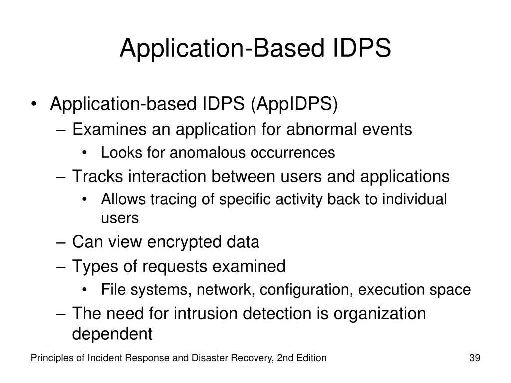application based idps