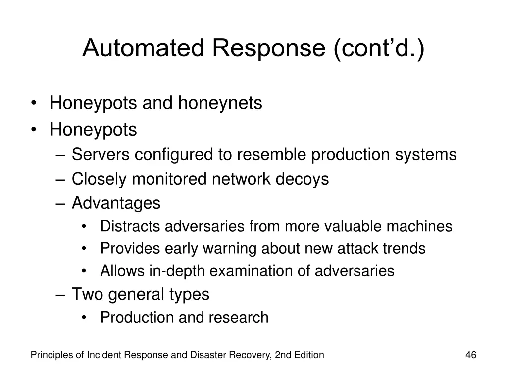 automated response cont d