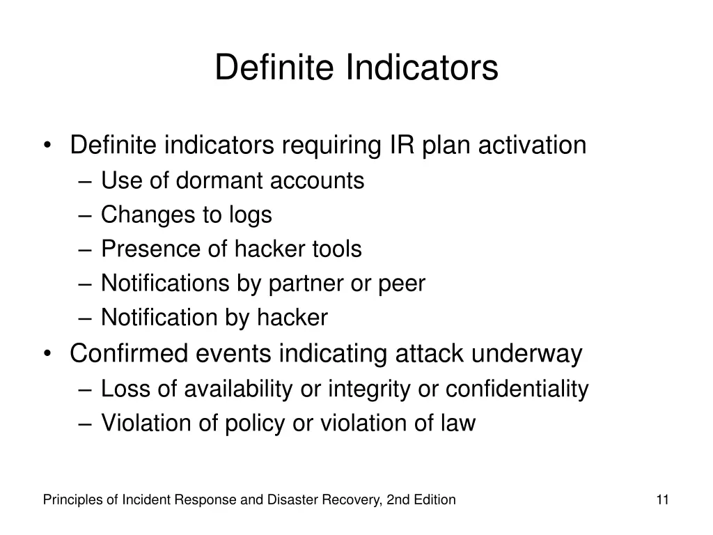 definite indicators