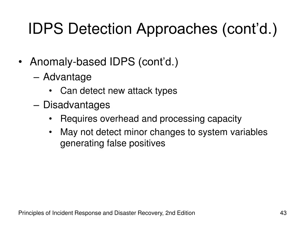 idps detection approaches cont d