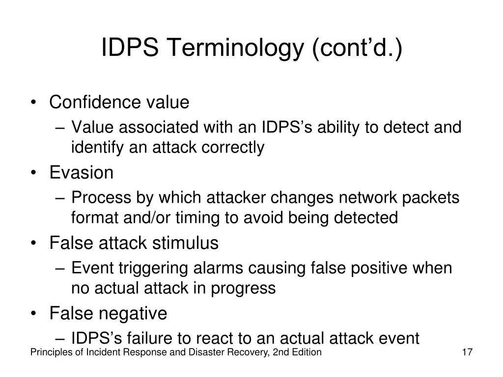 idps terminology cont d