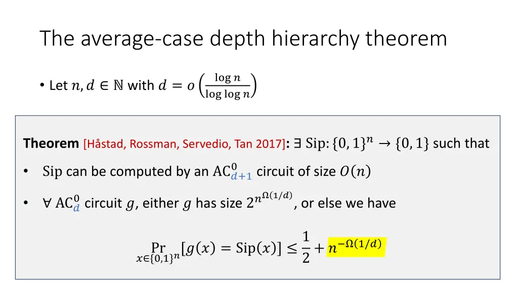 the average case depth hierarchy theorem