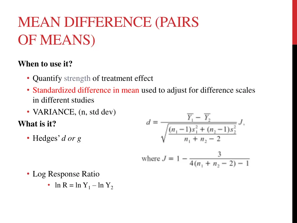 mean difference pairs of means