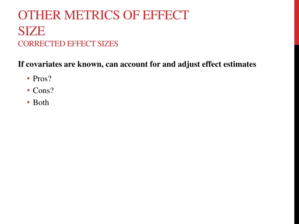 other metrics of effect size corrected effect