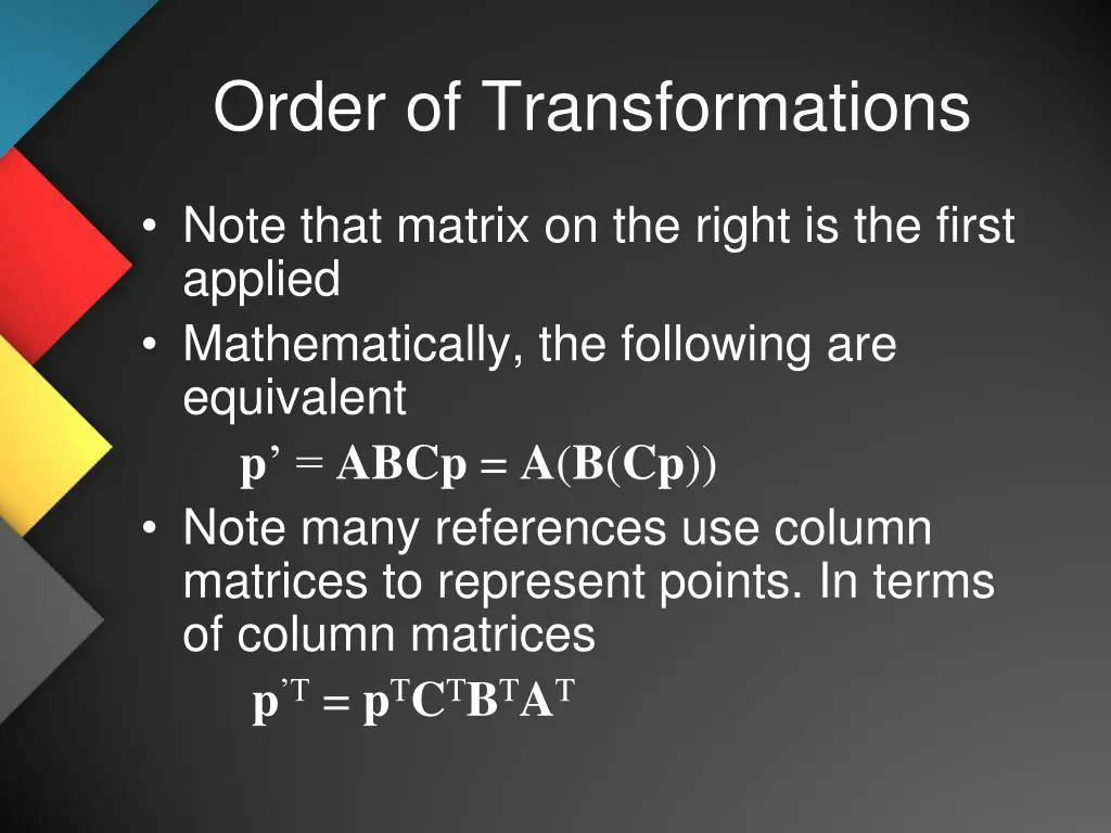 order of transformations