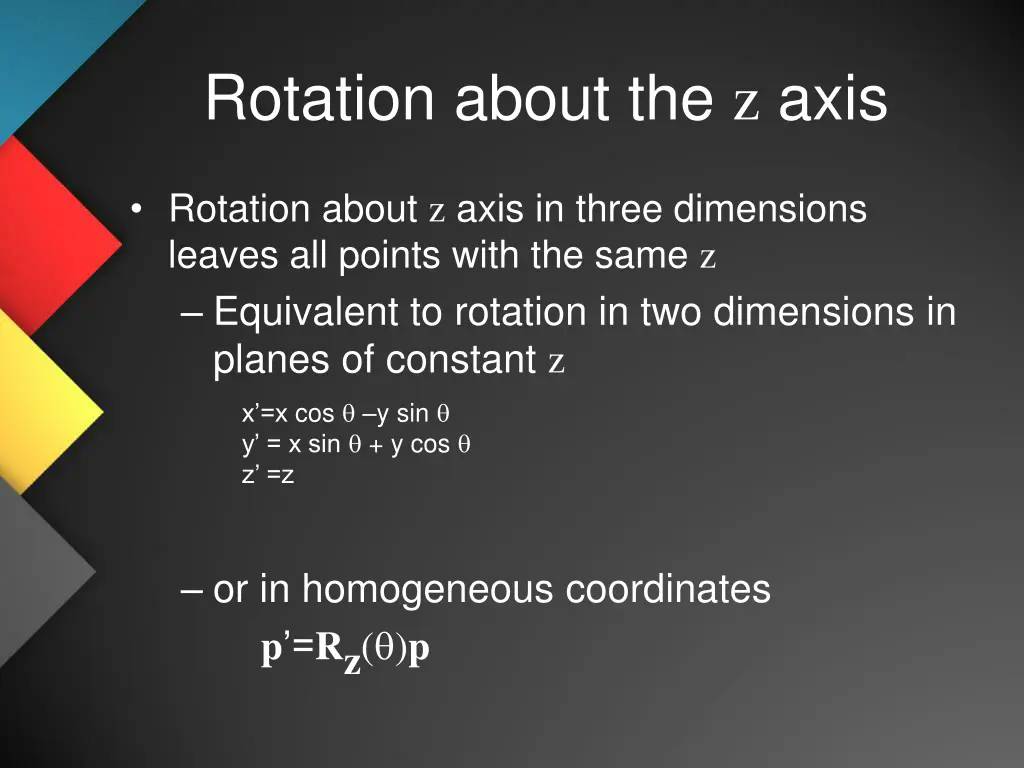 rotation about the z axis