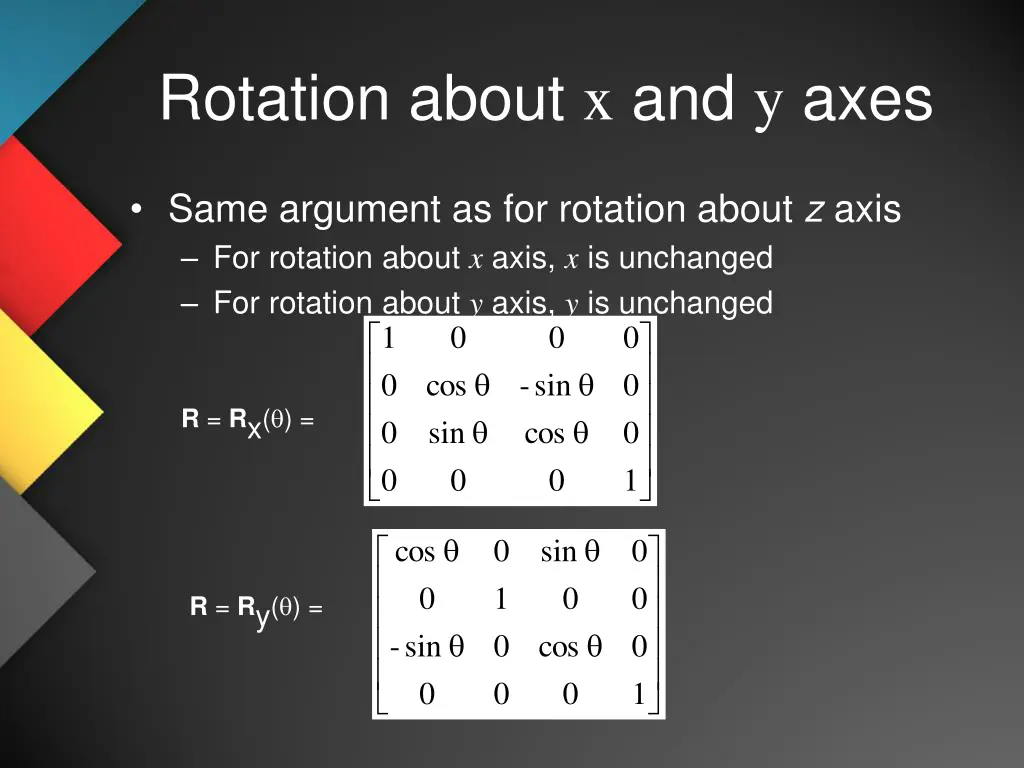 rotation about x and y axes