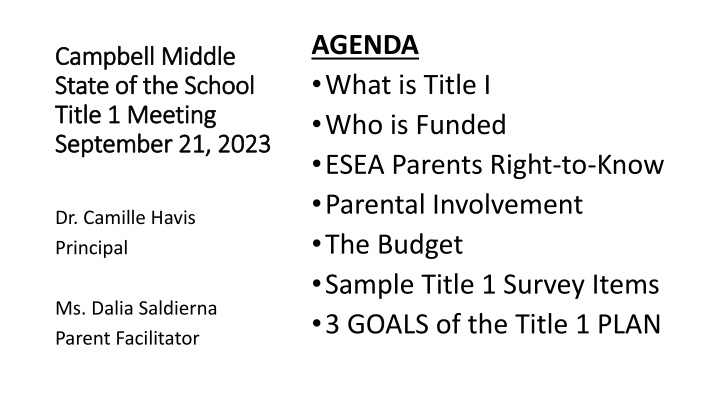 agenda what is title i who is funded esea parents