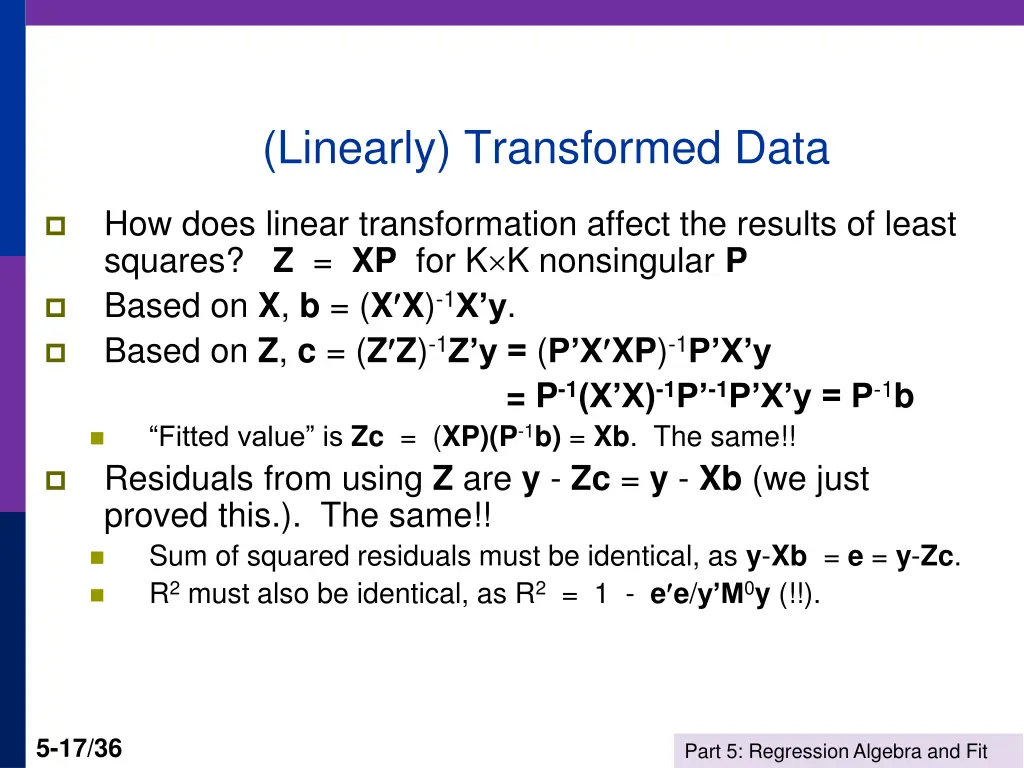 linearly transformed data