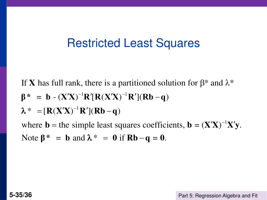 restricted least squares 1