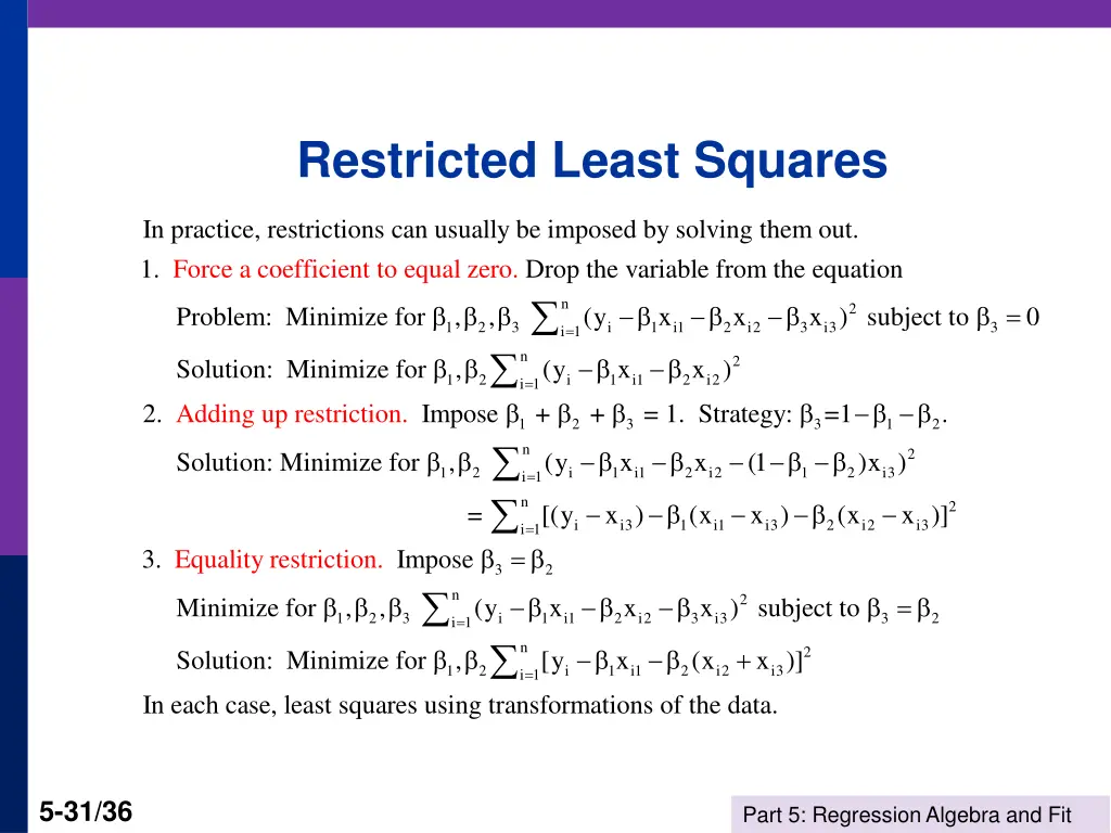 restricted least squares