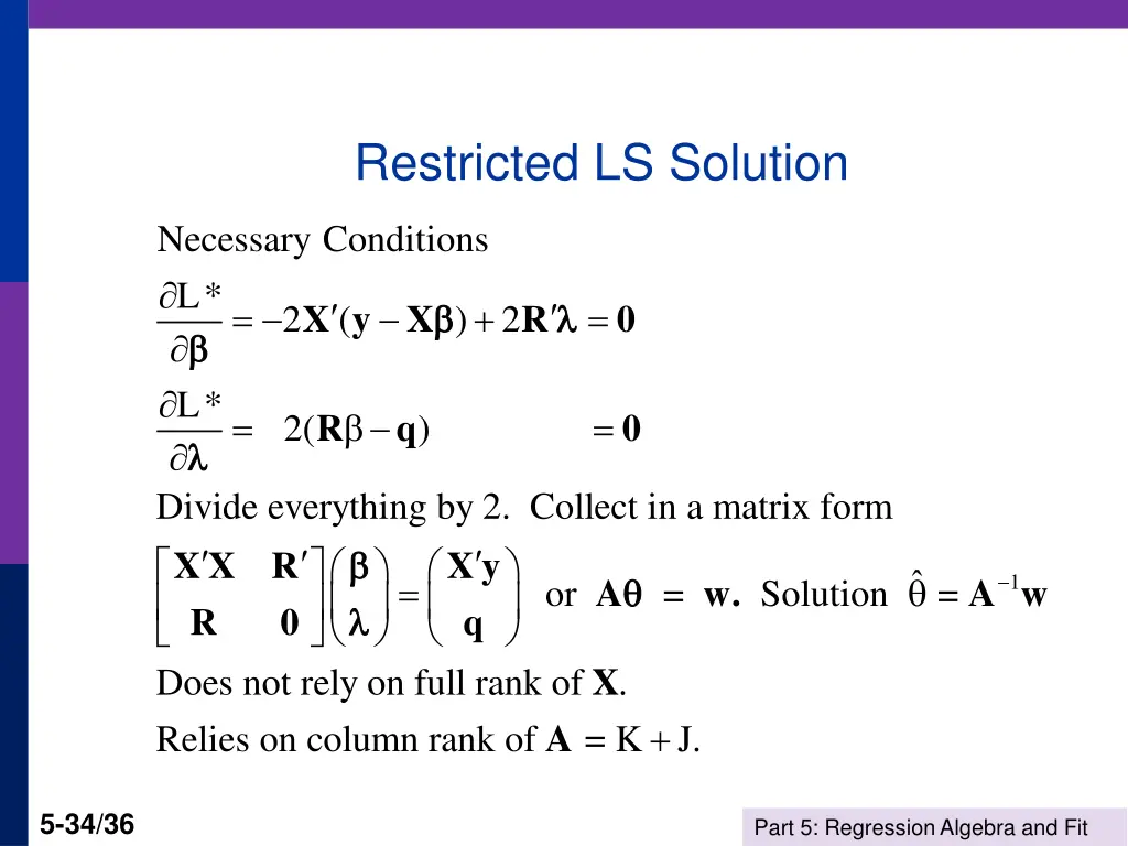 restricted ls solution