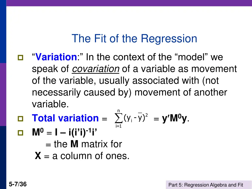 the fit of the regression