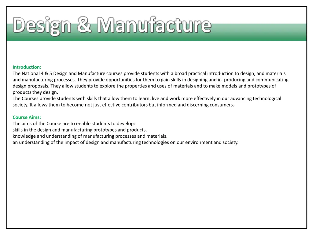 design manufacture