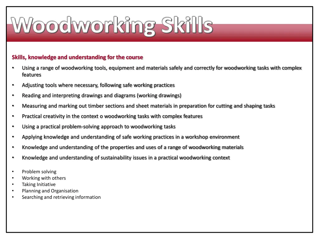 woodworking skills 1