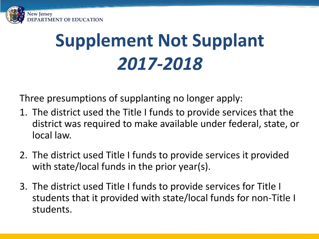 new jersey department of education supplement 1