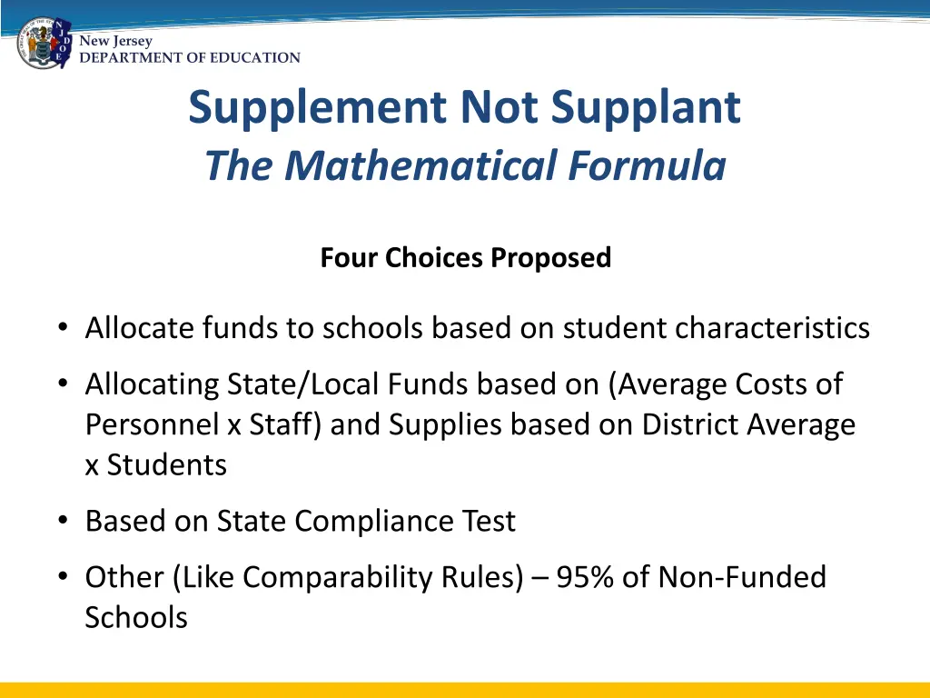 new jersey department of education supplement 3