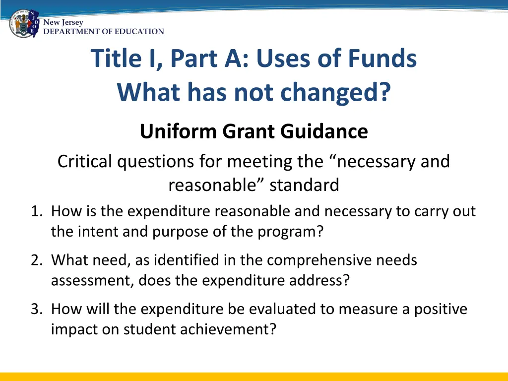new jersey department of education title i part 2