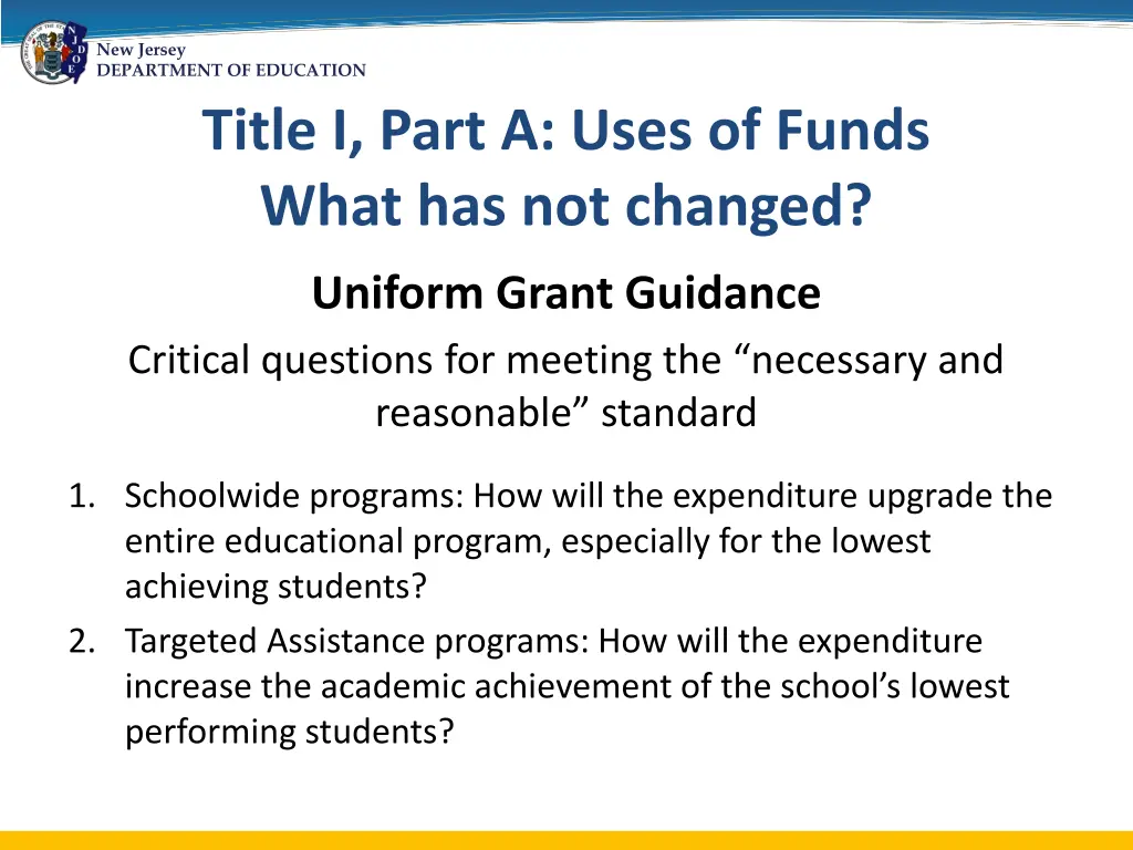 new jersey department of education title i part 3