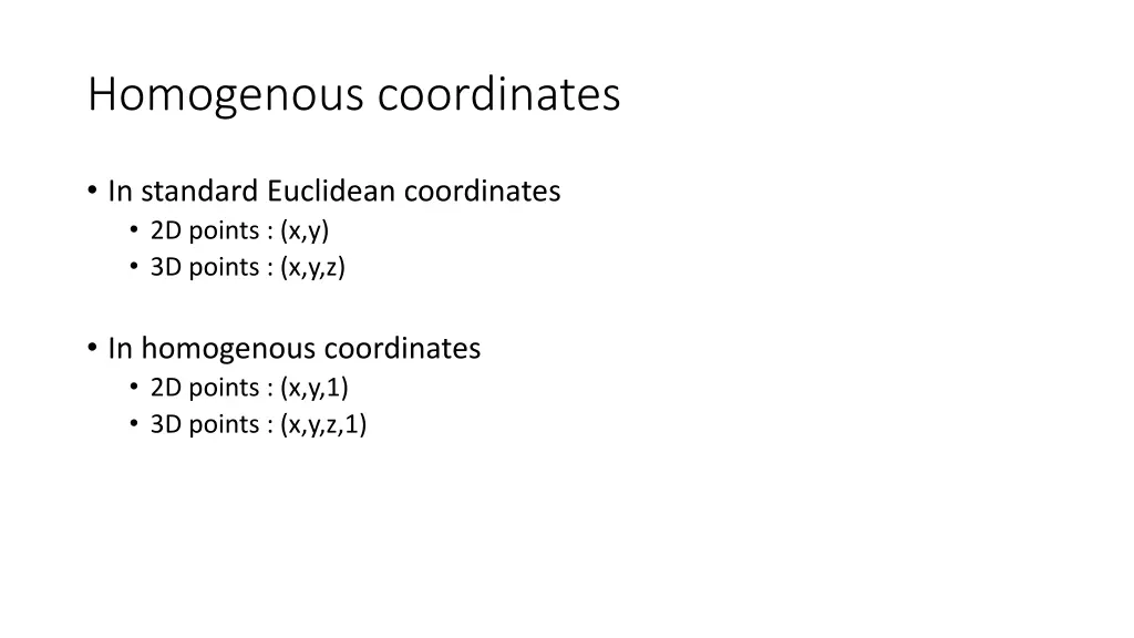 homogenous coordinates