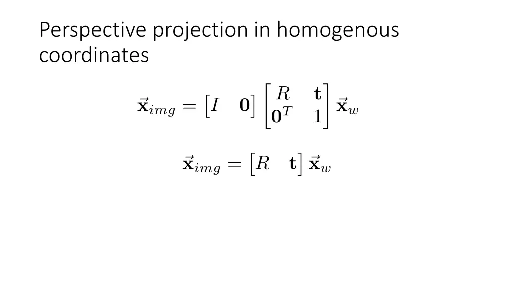 perspective projection in homogenous coordinates