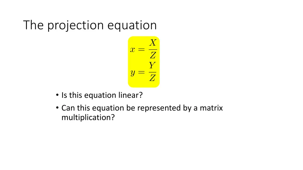 the projection equation 1