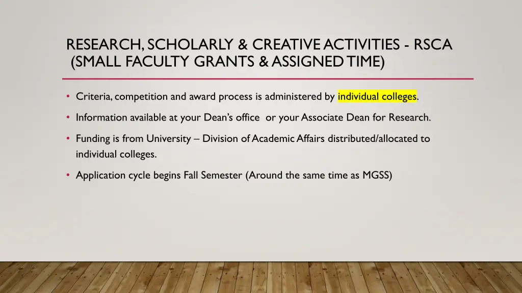 research scholarly creative activities rsca small