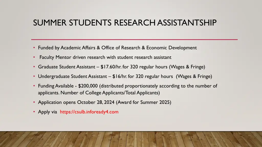 summer students research assistantship
