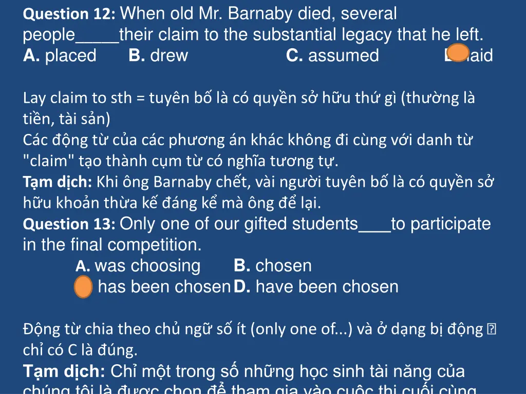 question 12 when old mr barnaby died several
