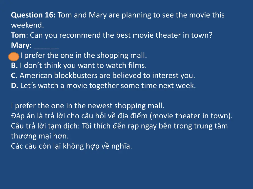 question 16 tom and mary are planning