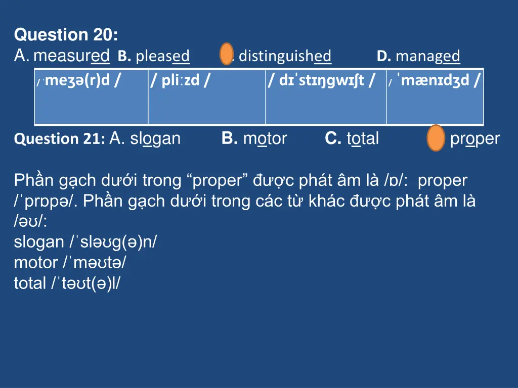 question 20 a measured b pleased