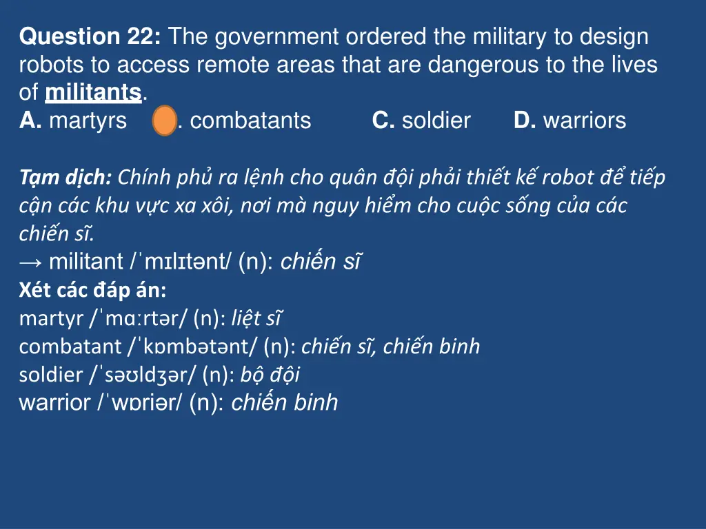 question 22 the government ordered the military