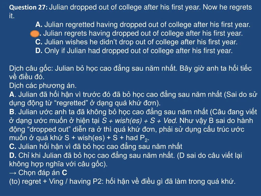 question 27 julian dropped out of college after