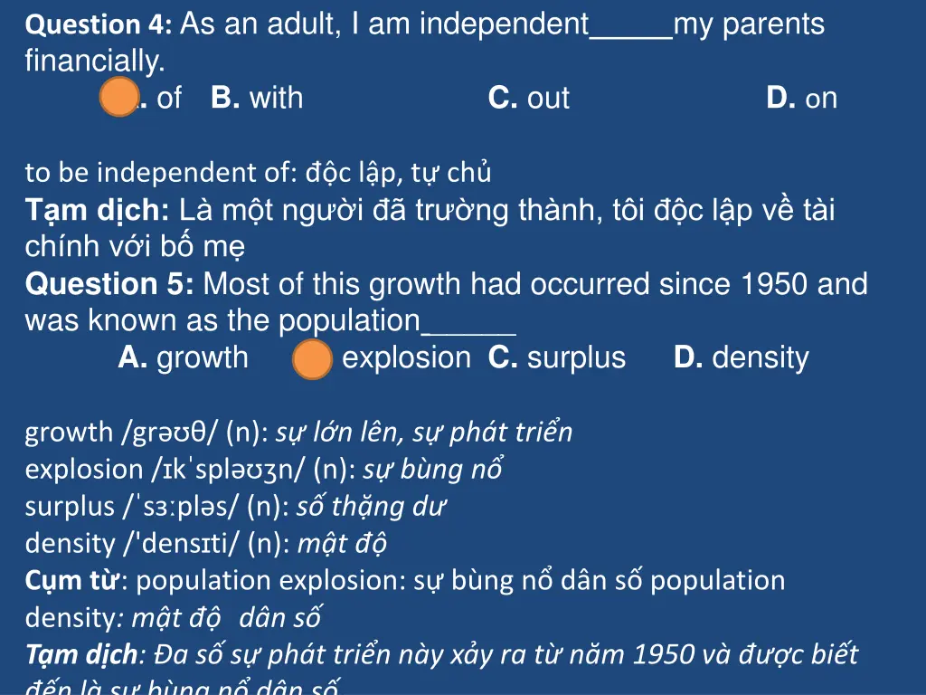 question 4 as an adult i am independent