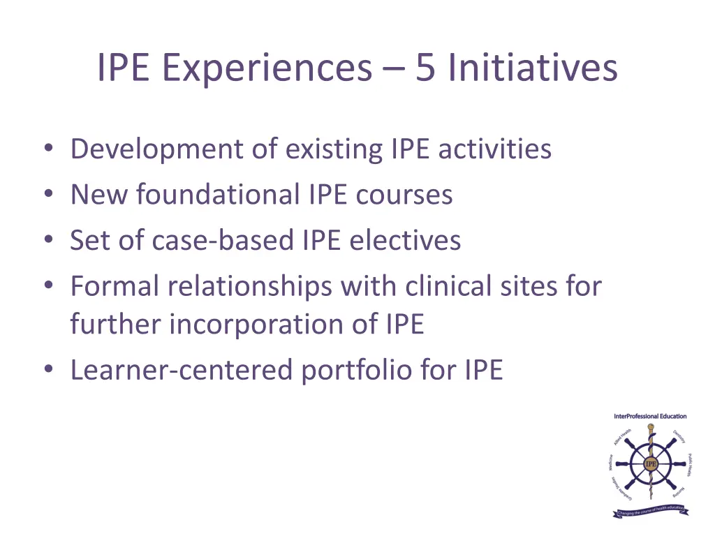 ipe experiences 5 initiatives