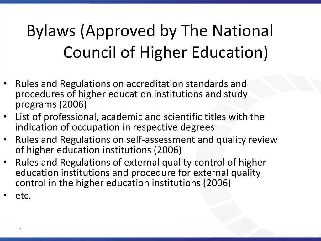 bylaws approved by the national council of higher