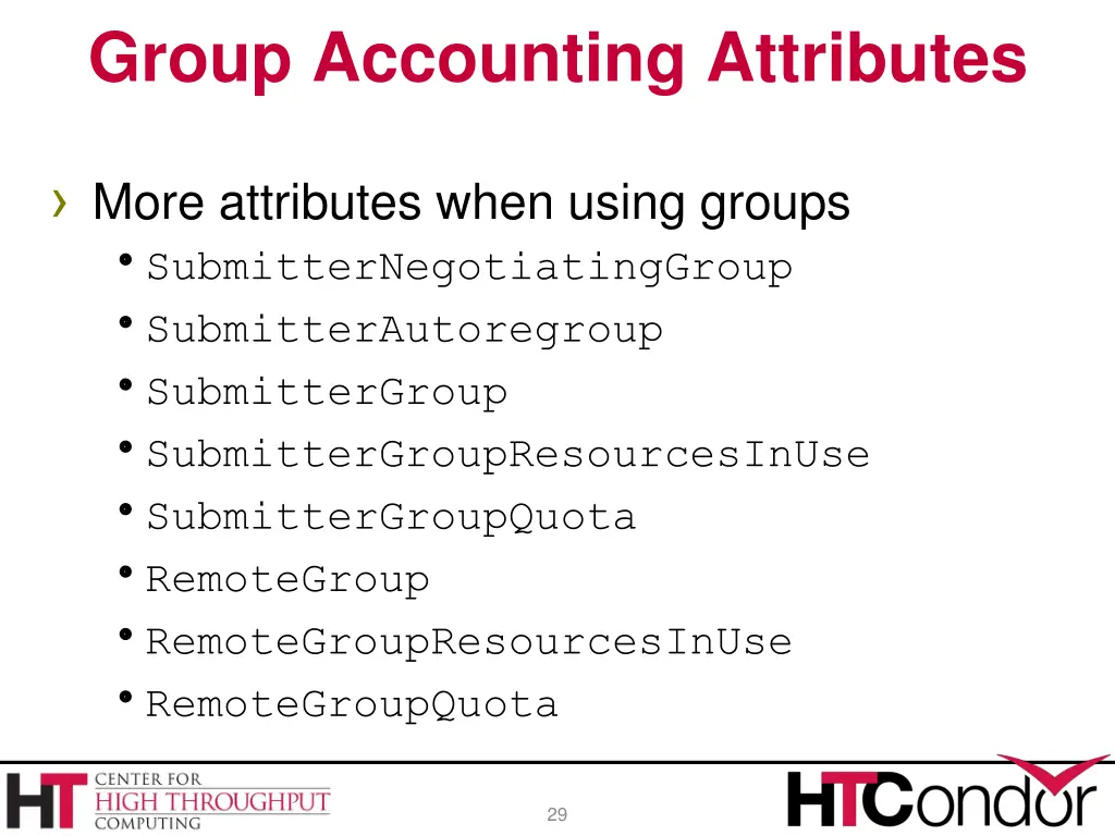 group accounting attributes