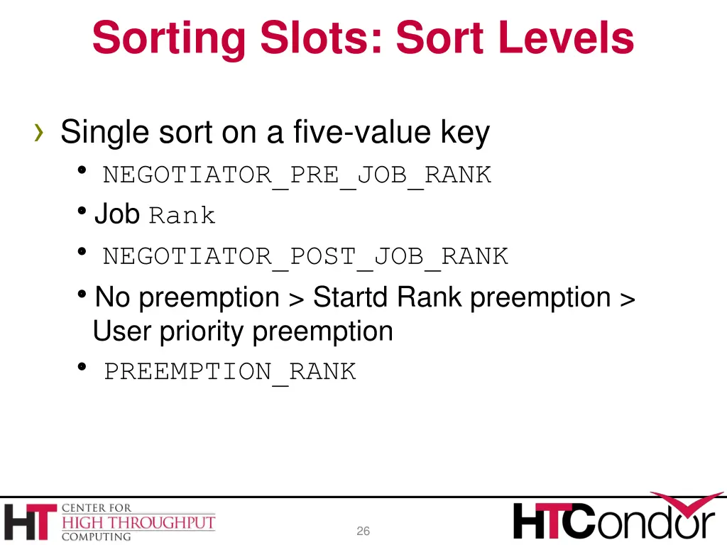 sorting slots sort levels