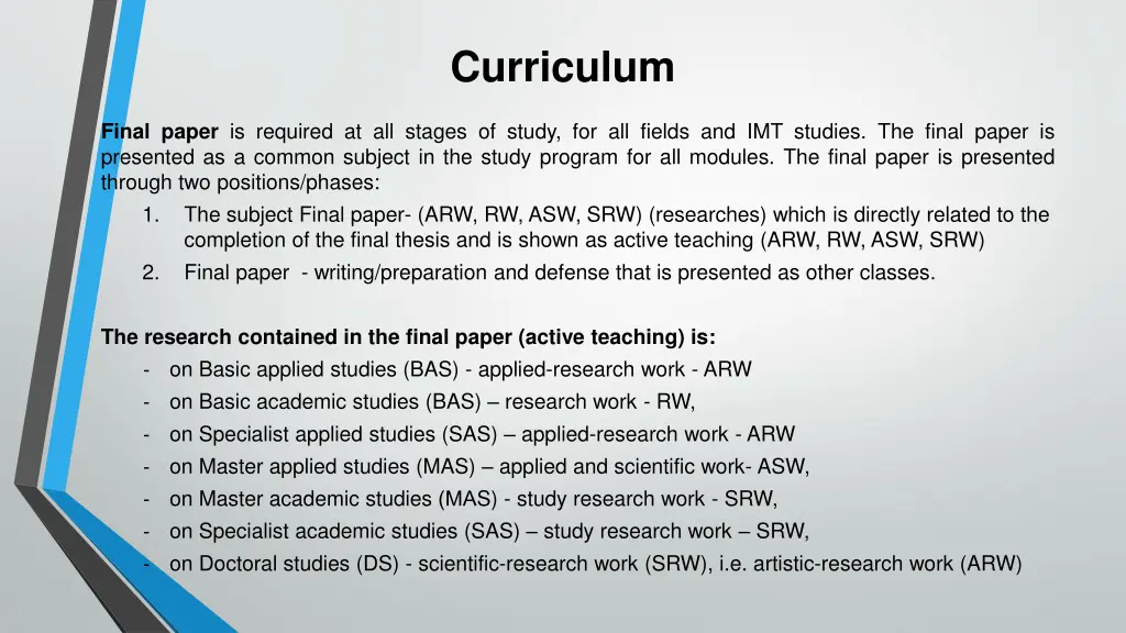 curriculum
