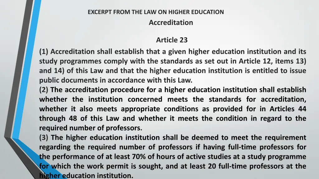 excerpt from the law on higher education