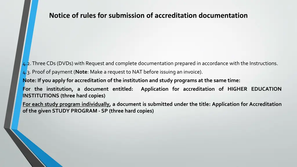notice of rules for submission of accreditation 1