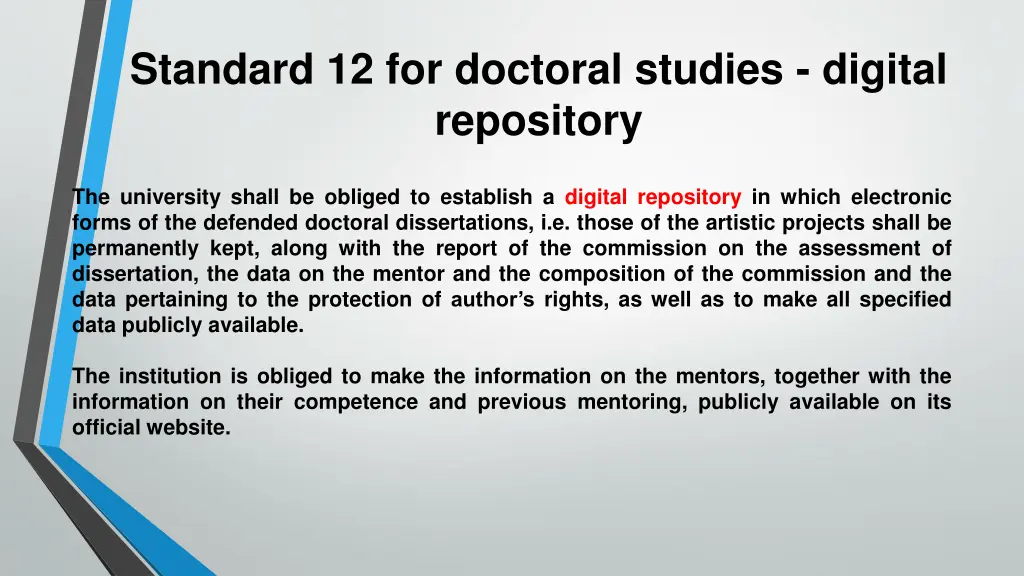 standard 12 for doctoral studies digital