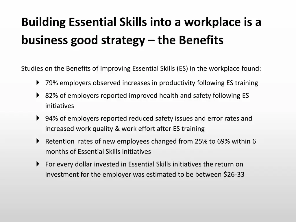 building essential skills into a workplace