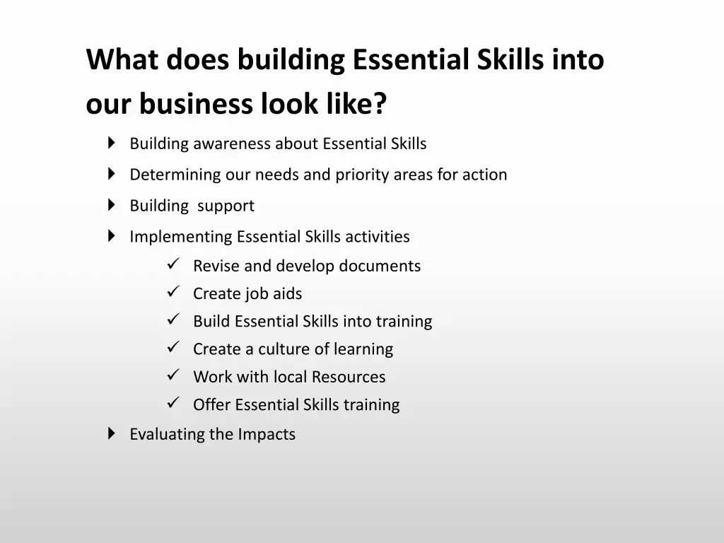 what does building essential skills into