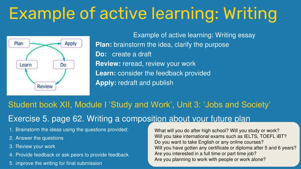 example of active learning writing
