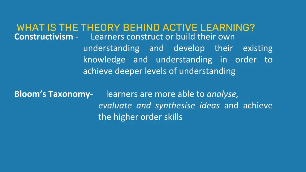 what is the theory behind active learning