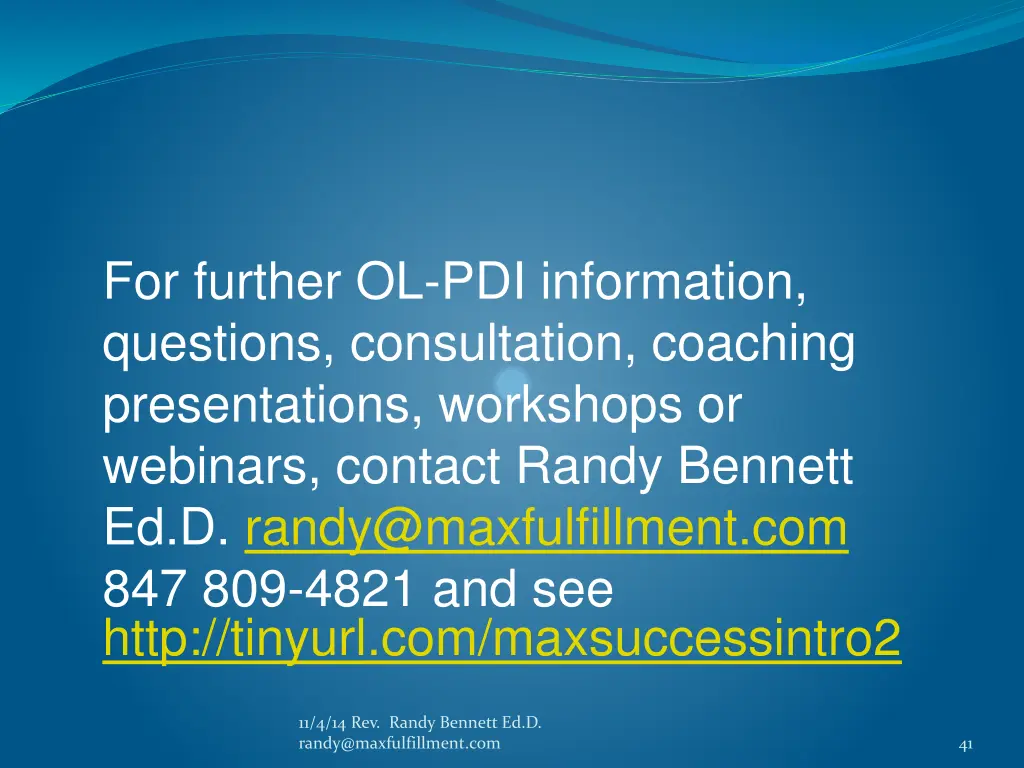 for further ol pdi information questions