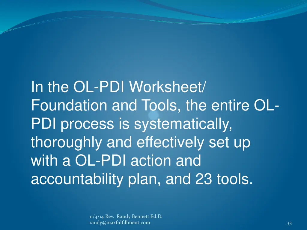 in the ol pdi worksheet foundation and tools