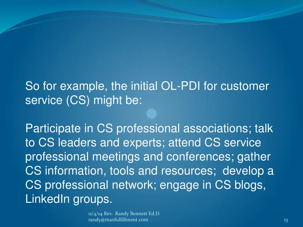 so for example the initial ol pdi for customer