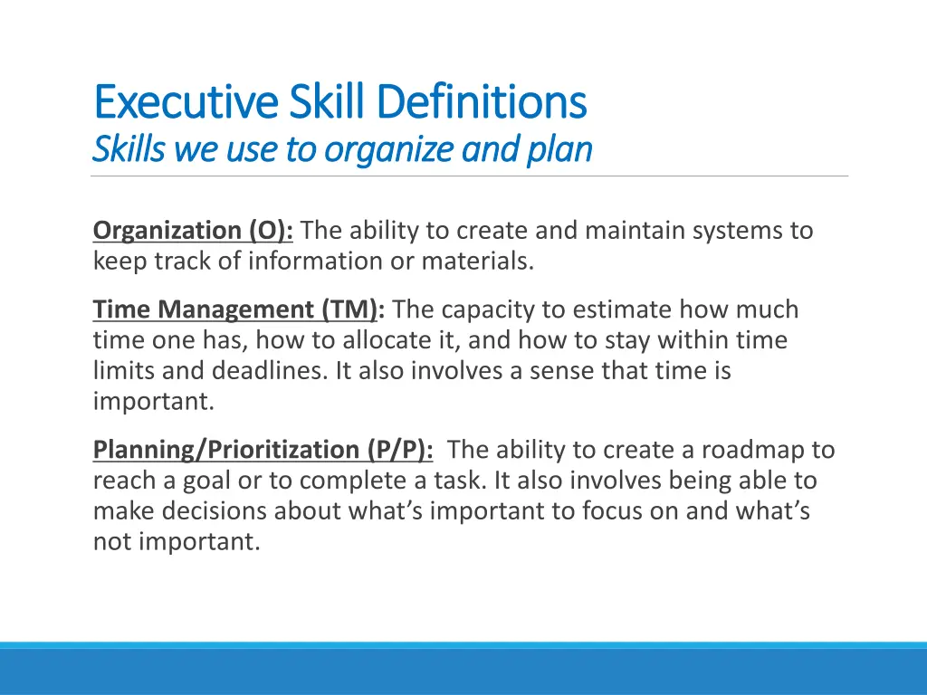 executive skill definitions executive skill 1
